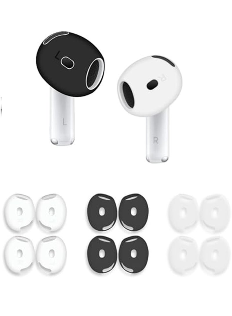 3 Pairs Cover for AirPods 4 Anti Scratches Add Grip Sport Ear Tips Compatible with AirPods 4th Generation (White，Black and Clear) - Image 1