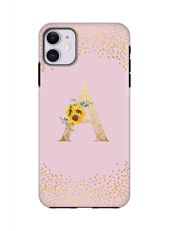 Stylizedd Monogram Tough Cover for Apple iPhone 11 Case Custom Initials Letter Floral Mandala Pattern Tough Pro Dual Layer hybrid PC inner TPU protection Alphabet- A (Pink) - Image 1
