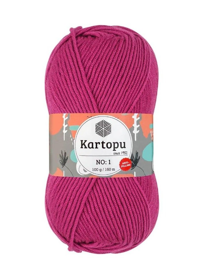 Kartopu Kartopu K245 Baby One Knitting Yarn – 100g, 250m | Soft Acrylic Yarn for Baby & Kids’ Wear (Fuchsia)
