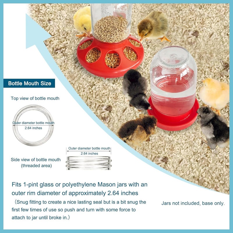 Bonchoice No Drown Water and Feeder Base, Screw-On Quail Waterer Base Quail & Chick Compatible with 1 Quart Threaded Neck Bottle for Brooding （Bottle not Included） - Image 2