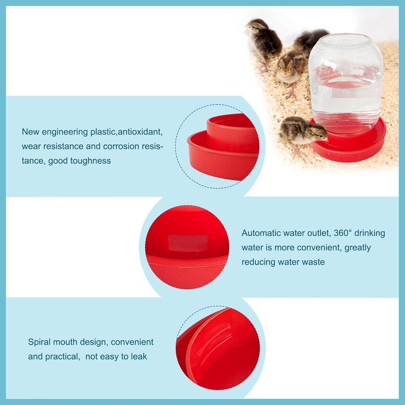 Bonchoice No Drown Water and Feeder Base, Screw-On Quail Waterer Base Quail & Chick Compatible with 1 Quart Threaded Neck Bottle for Brooding （Bottle not Included） - Image 5