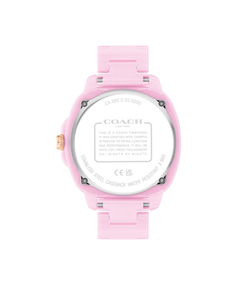 COACH Tonneau Analog Women'S Pink Ceramic Case  Watch - Image 2