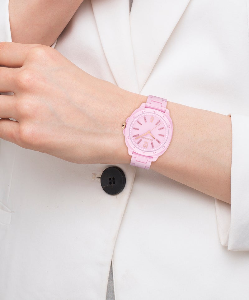 COACH Tonneau Analog Women'S Pink Ceramic Case  Watch - Image 4