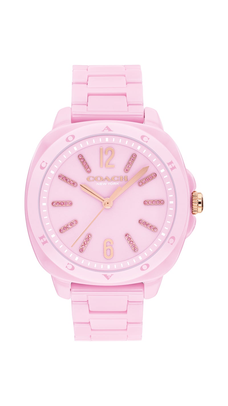 COACH Tonneau Analog Women'S Pink Ceramic Case  Watch - Image 3