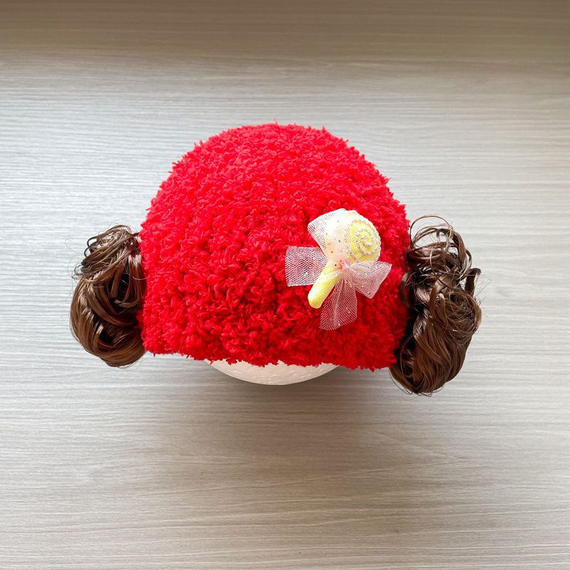 Baby Girl New Year Red Chinese Style Hat Red flowers  - Image 3
