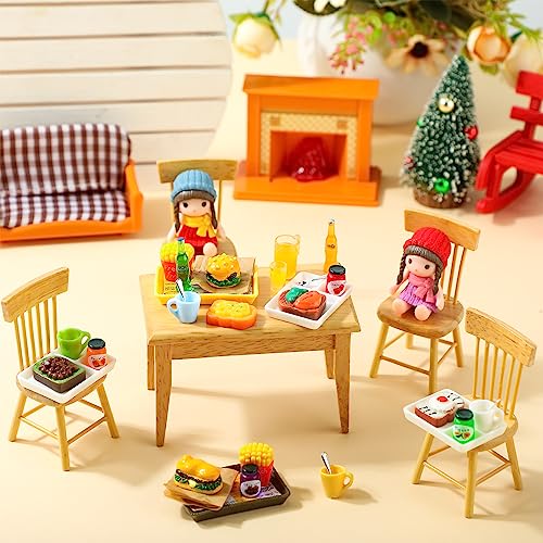 Civaner 38 Pcs Miniature Food Toy Miniature Doll House Accessories Miniatures Play Sets Small Doll Food Dollhouse Foods, Hamburger Fries Soda Milk Juice Fast Foods Set for Pretend Kitchen(Cute Style) - Image 5