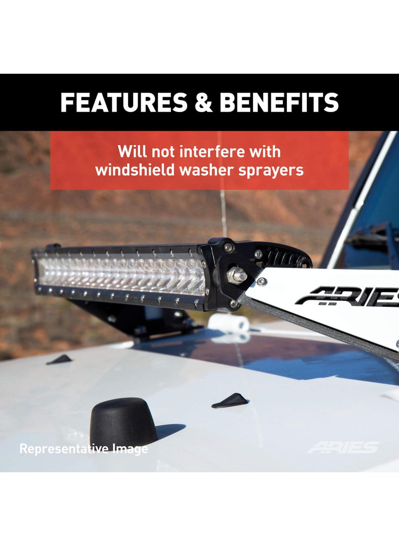 Aries ARIES 15912 Jeep Wrangler JK Hood Light Brackets, LEDs Sold Separately , Black  - Image 5