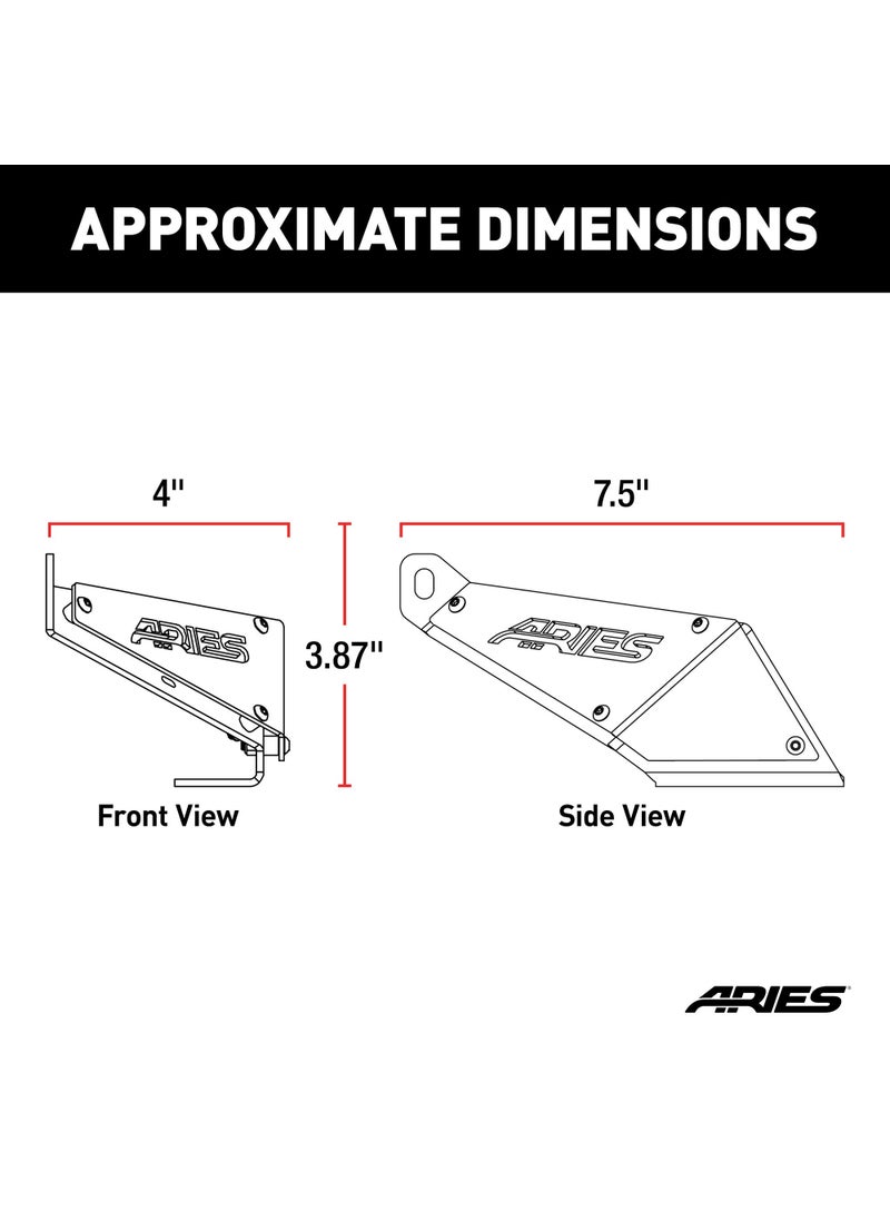 Aries ARIES 15912 Jeep Wrangler JK Hood Light Brackets, LEDs Sold Separately , Black  - Image 2