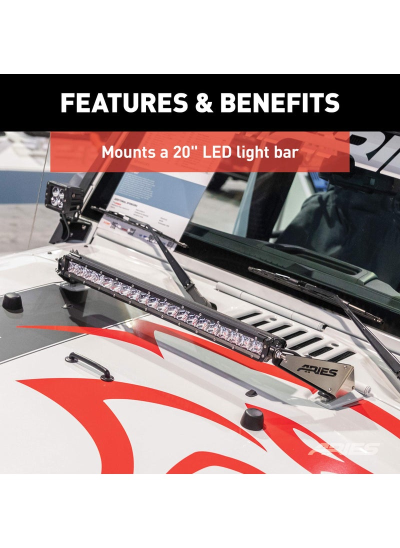 Aries ARIES 15912 Jeep Wrangler JK Hood Light Brackets, LEDs Sold Separately , Black  - Image 4