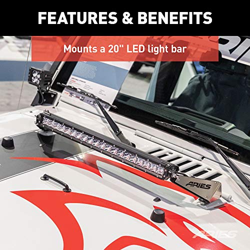 ARIES 15912 Jeep Wrangler JK Hood Light Brackets, LEDs Sold Separately , Black - Image 4