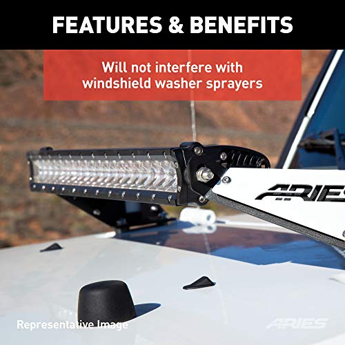 ARIES 15912 Jeep Wrangler JK Hood Light Brackets, LEDs Sold Separately , Black - Image 5