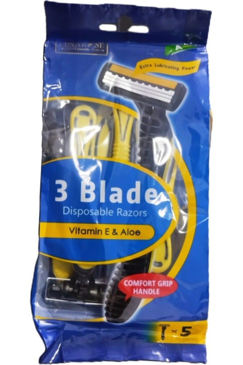LINAROSE LINAROSE 3 Blade Disposable Razors With Vitamin E And Aloe 5 Pcs