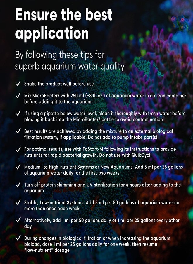 Brightwell Aquatics MicroBacter7 Complete Bioculture for Fish Tank or Aquarium - Populates Biological Filter Media for Saltwater and Freshwater Fish - Aquarium Water Treatments, 4.2 fl oz - Image 5