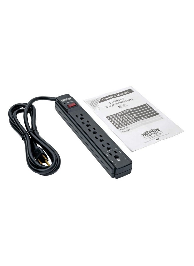 تريب لايت شريط الطاقة Tripp Lite 6 Outlet Surge Protector، سلك بطول 6 أقدام، 790 جول، أسود، تأمين بقيمة 20000 دولار (TLP606B)  - Image 4