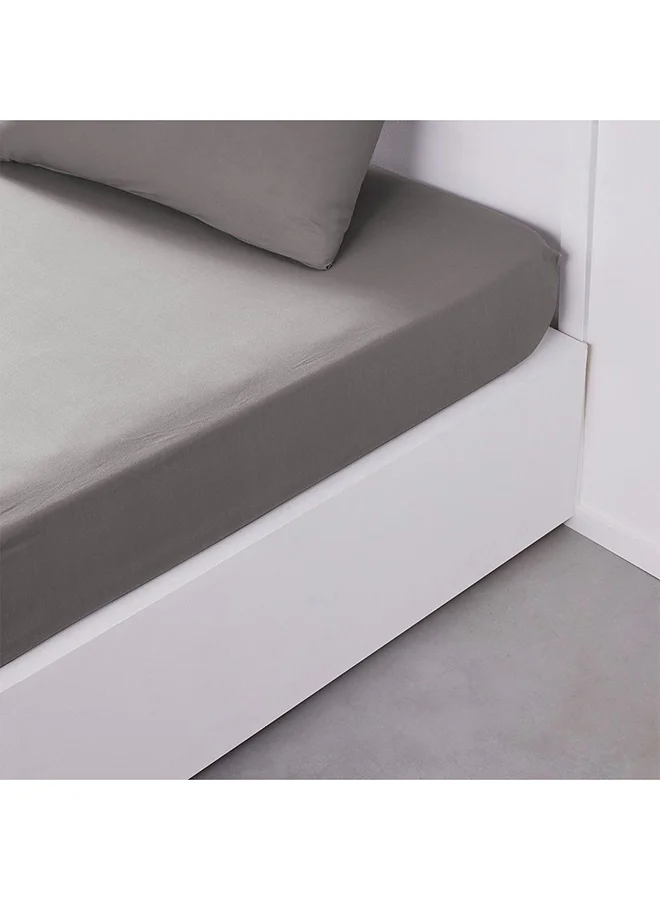 DANUBE HOME Danube Home Pristine Fit Double Fitted Sheet Light Grey 120x200cm | 100% Cotton-144 Thread Count Bedding Cover For Bedroom