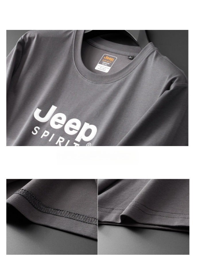Jeep Men's  Short Sleeved T-shirt Round Neck Pullover Sweatshirt Casual Top  - Image 4