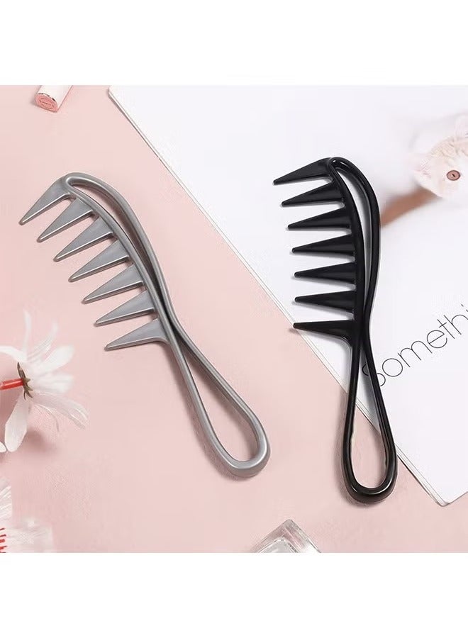 2 Pcs Wide Tooth Comb, Large Texture Combs, Wide Tooth Curl Comb Shark Teeth Hairstyle Tool (Black, Grey) - Image 3