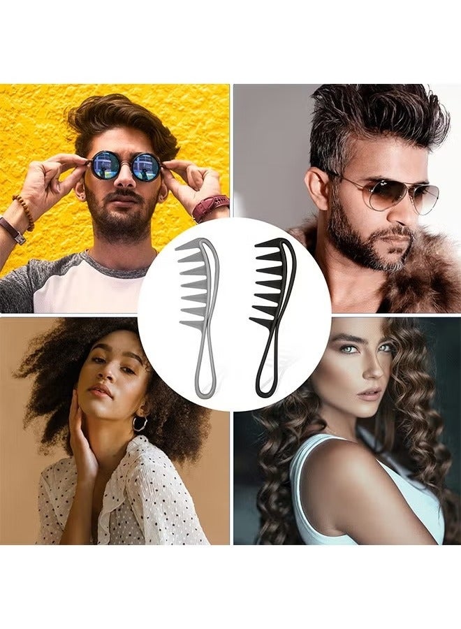 2 Pcs Wide Tooth Comb, Large Texture Combs, Wide Tooth Curl Comb Shark Teeth Hairstyle Tool (Black, Grey) - Image 4