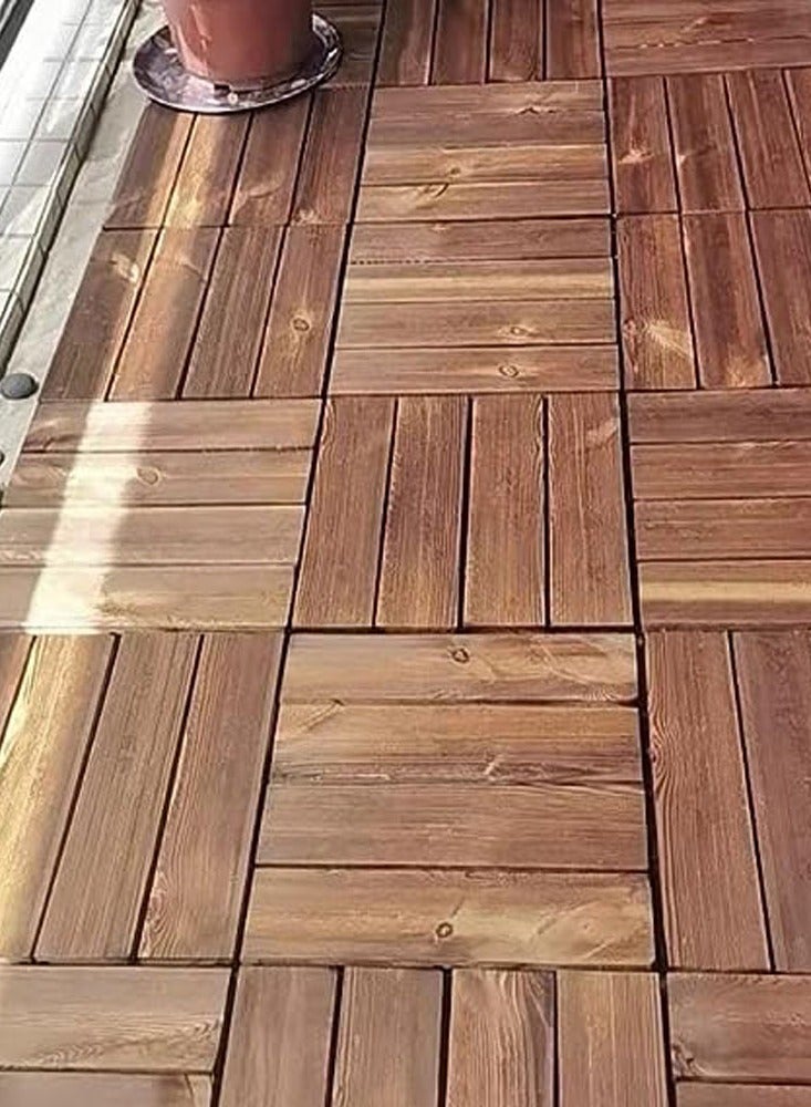 HOME TASTE Wooden Decking Tiles, 10 Pcs Interlocking Hardwood Floor Tiles, Waterproof with Snap Plastic Base, 30x30cm for Patio, Garden, Balcony, Backyard, Porch, Roof, Pool, Durable Wooden Flooring  - Image 1