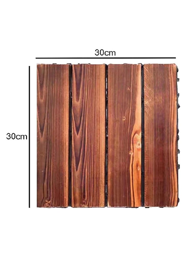HOME TASTE Wooden Decking Tiles, 10 Pcs Interlocking Hardwood Floor Tiles, Waterproof with Snap Plastic Base, 30x30cm for Patio, Garden, Balcony, Backyard, Porch, Roof, Pool, Durable Wooden Flooring  - Image 2