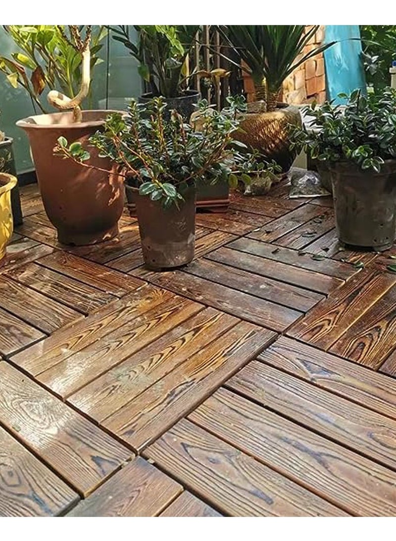 HOME TASTE Wooden Decking Tiles, 10 Pcs Interlocking Hardwood Floor Tiles, Waterproof with Snap Plastic Base, 30x30cm for Patio, Garden, Balcony, Backyard, Porch, Roof, Pool, Durable Wooden Flooring  - Image 3