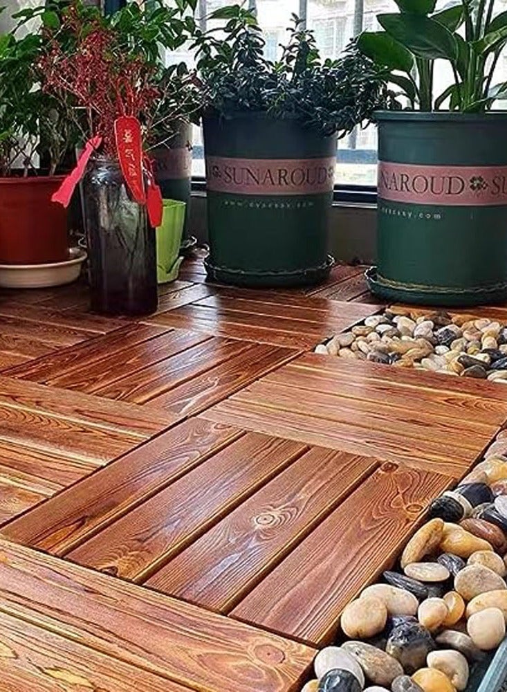 HOME TASTE Wooden Decking Tiles, 10 Pcs Interlocking Hardwood Floor Tiles, Waterproof with Snap Plastic Base, 30x30cm for Patio, Garden, Balcony, Backyard, Porch, Roof, Pool, Durable Wooden Flooring  - Image 4