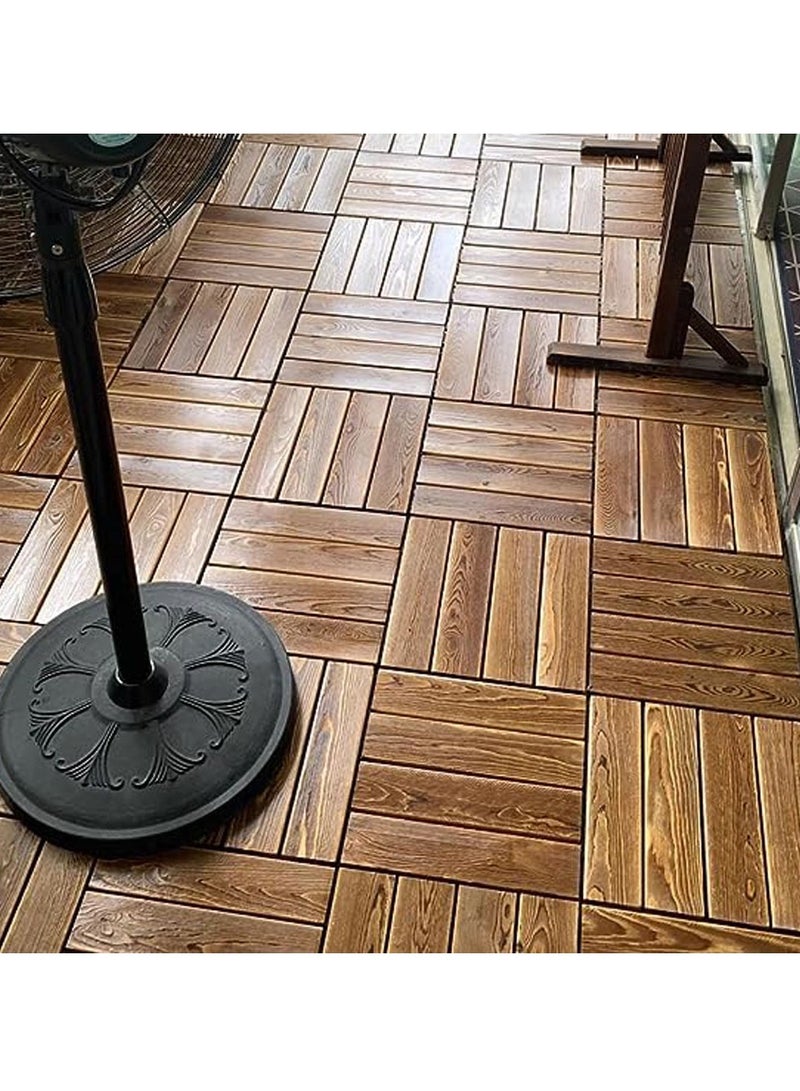HOME TASTE Wooden Decking Tiles, 10 Pcs Interlocking Hardwood Floor Tiles, Waterproof with Snap Plastic Base, 30x30cm for Patio, Garden, Balcony, Backyard, Porch, Roof, Pool, Durable Wooden Flooring  - Image 5