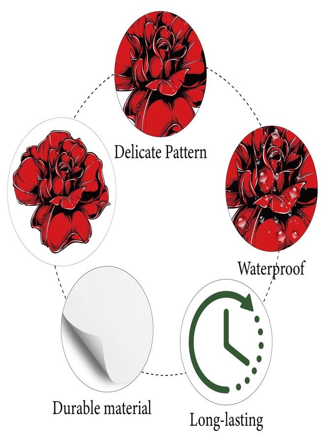 CREATCABIN 128Pcs Rose Planner Stickers Flower Vinyl Decal Self-Adhesive Waterproof Sticker Small Red Round Dot Bulk Cartoon Stickers for Art Craft Students Planner Classroom Water Bottle 2.5x2.5cm - Image 3