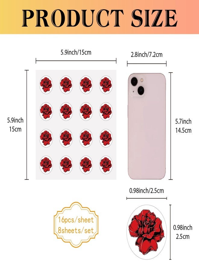 CREATCABIN 128Pcs Rose Planner Stickers Flower Vinyl Decal Self-Adhesive Waterproof Sticker Small Red Round Dot Bulk Cartoon Stickers for Art Craft Students Planner Classroom Water Bottle 2.5x2.5cm - Image 2