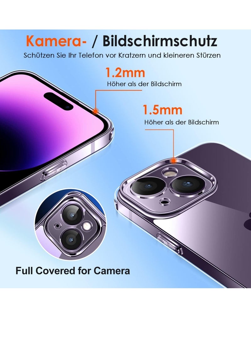 ELTRAZONE [3 in 1 Camera Protection Case for iPhone 14 pro max 6.7" [Long Lasting Clarity] [Military Grade Shockproof], 1 Phone Case + 2 Glass Screen Protector, Protective Hard Back Slim Cover - Clear - Image 3