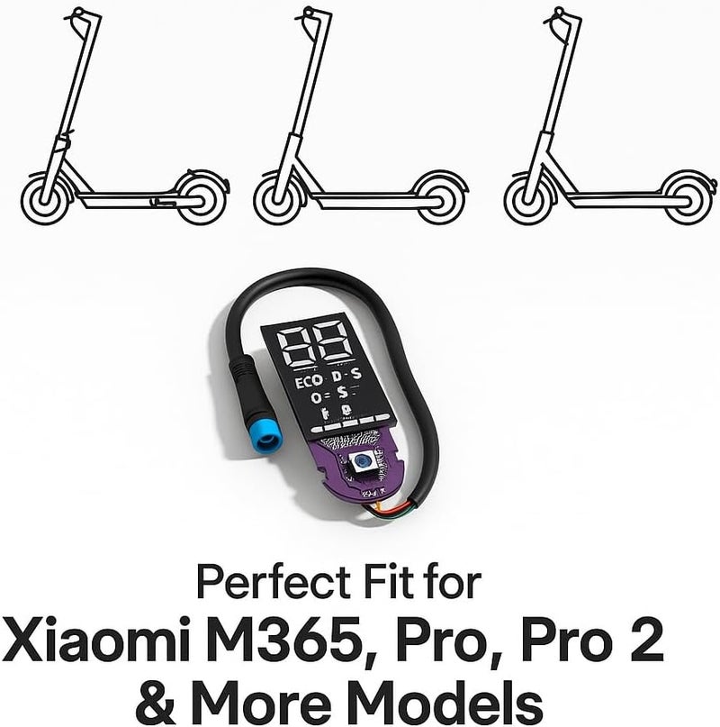 Fukukawa لوحة دائرة عرض السكوتر الكهربائي FUKUKAWA البديلة لـ Xiaomi M365 / Pro / Pro2 – شاشة لوحة القيادة، وحدة التحكم ولوحة LCD مع غطاء، تركيب سهل (Plug & Play) - Image 3