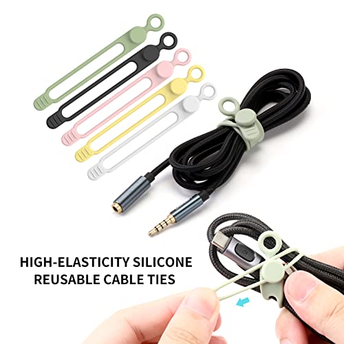 UMUST [25Park]UMUST Silicone Cable Ties,Reusable Cable Management Organizer,Cable Straps,Cord Ties,Multipurpose Elastic Cord Organizer for Bundling and Fastening Cable Cords Wires(Multi -colored) - Image 4