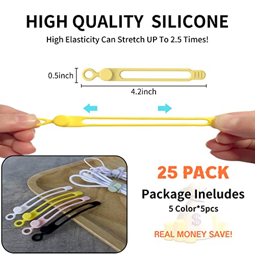 UMUST [25Park]UMUST Silicone Cable Ties,Reusable Cable Management Organizer,Cable Straps,Cord Ties,Multipurpose Elastic Cord Organizer for Bundling and Fastening Cable Cords Wires(Multi -colored) - Image 3