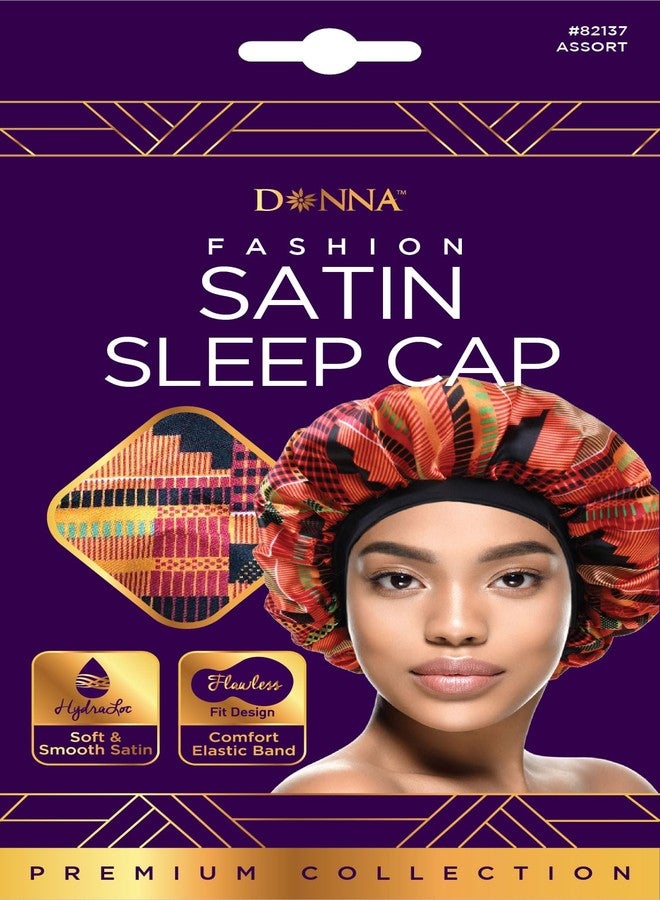 DONNA Fashion Satin Sleep Cap Bonnet for Women, Hair Shower Cap, Sleeping Hat, 1PC Ankara Pattern Multi Color - Image 4