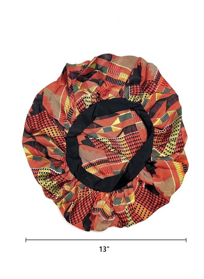 DONNA Fashion Satin Sleep Cap Bonnet for Women, Hair Shower Cap, Sleeping Hat, 1PC Ankara Pattern Multi Color - Image 2
