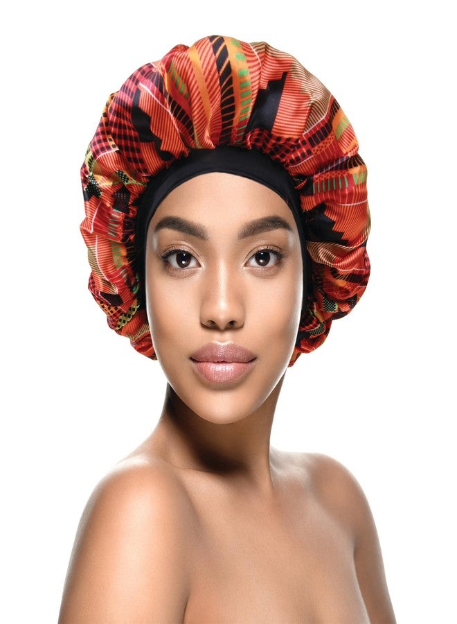 DONNA Fashion Satin Sleep Cap Bonnet for Women, Hair Shower Cap, Sleeping Hat, 1PC Ankara Pattern Multi Color - Image 1