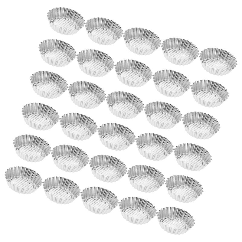 30pcs Tart Molds: Stainless Steel Round Flower Edge Mini Tart Pans Nonstick Pastry Baking Cups For Home And Commercial Use - Image 2