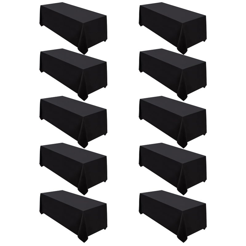 Surmente Surmente 10 Pack Black Tablecloth 90 x 132inch Rectangular Polyester Table Cloth for Weddings Banquets or Restaurants 