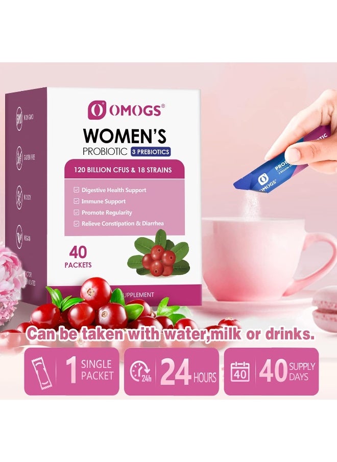OMOGS - OMOGS Women's Probiotic, 120-Billion-CFUs, 18 Strains, with 3 Prebiotics and Cranberry Extract - Image 1