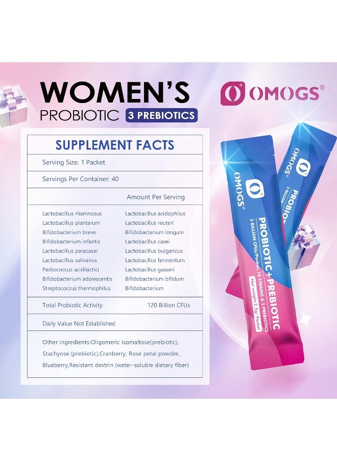 OMOGS - OMOGS Women's Probiotic, 120-Billion-CFUs, 18 Strains, with 3 Prebiotics and Cranberry Extract - Image 1