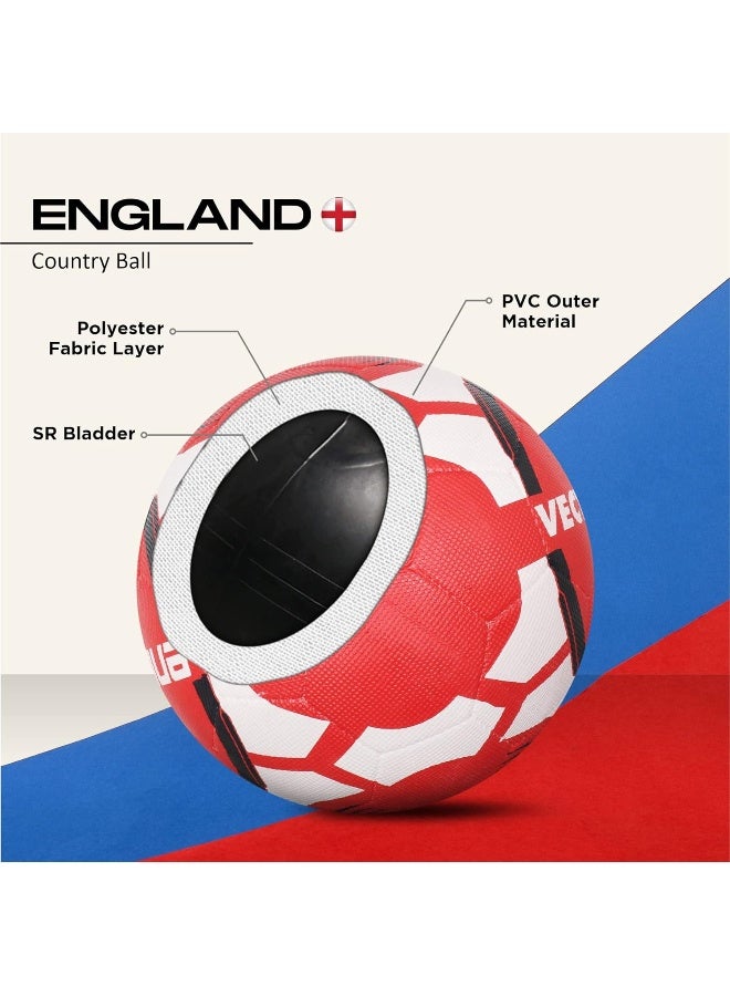 Vector X England Football – Size 5, Rubber Moulded Ball for Hard Ground, Training & Match Play, White/Black - Image 4