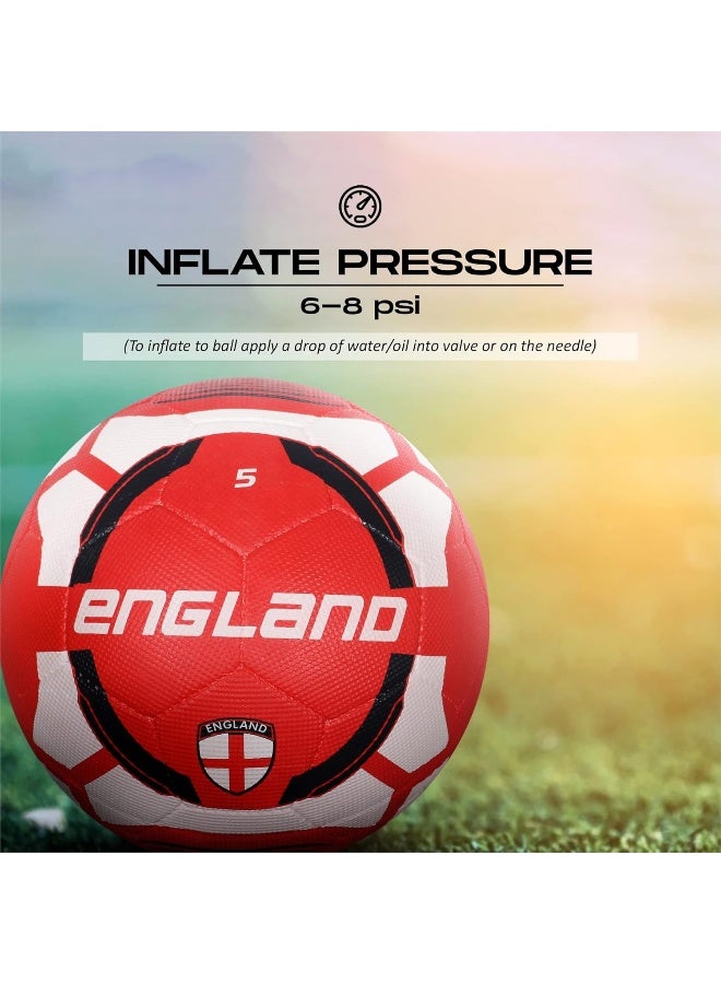 Vector X England Football – Size 5, Rubber Moulded Ball for Hard Ground, Training & Match Play, White/Black - Image 5