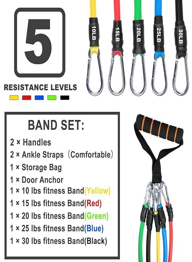 ERHETUS Home Gym Workout Kit by ERHETUS | 11-Piece Resistance Band for Men & Women | Rubber Fitness Bands with Toning Tubes, Door Anchor, Handles, Ankle Straps & Carry Bag for Full Body Exercise & Stretching - Image 2