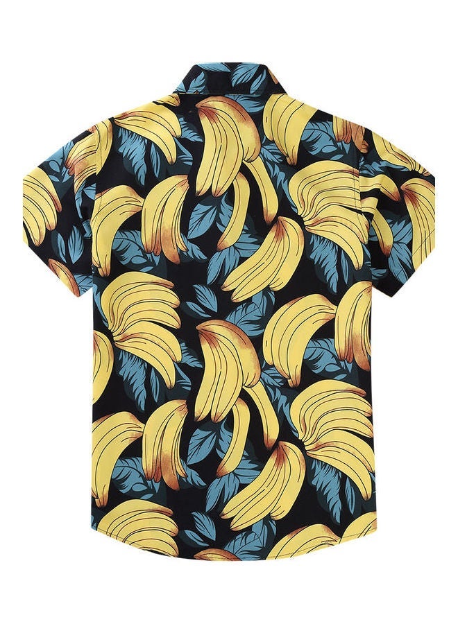 NIBEMINENT Banana Printed Beach Shirt Blue/Yellow/Black - Image 2