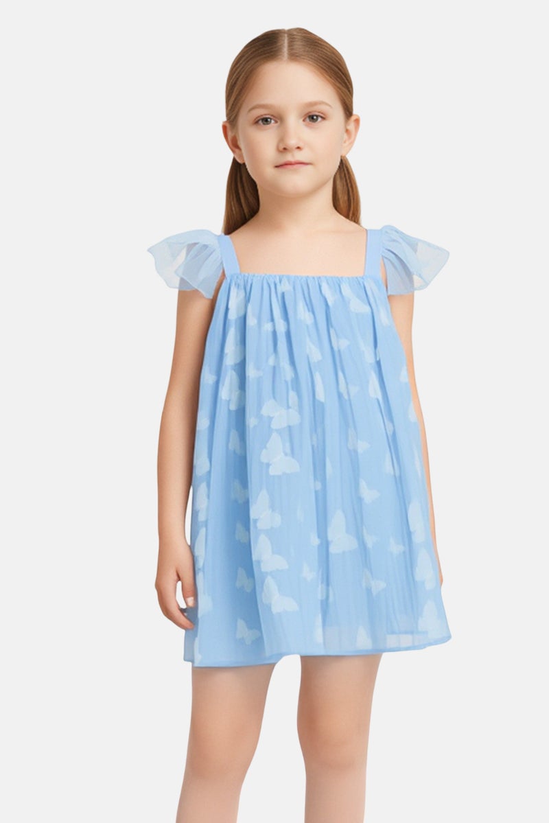 English Laundry Toddlers Girl Textured Casual Dress, Sky Blue - Image 1