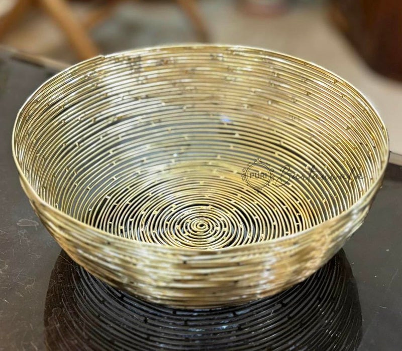 PURI Bartanwala - Stainless Steel Spiral Fruit & Bread Basket for Home in Golden Finish 20 x 7 cm - Image 5
