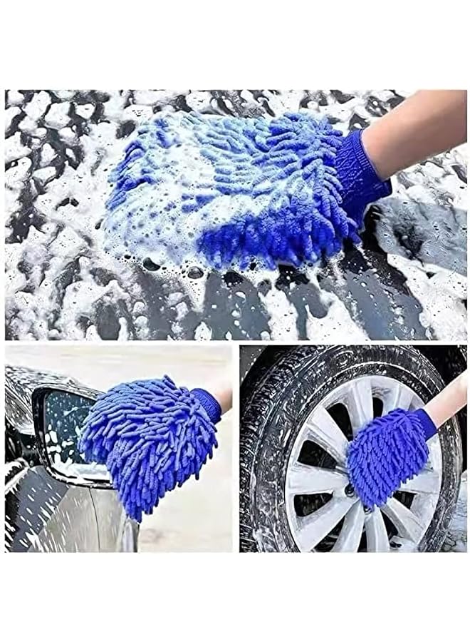 KASTWAVE Car Wash Cleaning Supplies 3-Piece Set Premium Chenille Microfiber Washing Sponge-Washing Gloves-Washing Towel-No Lint Scratches-Super Soft Cleaning Gloves With Handbag Gloves - Image 5
