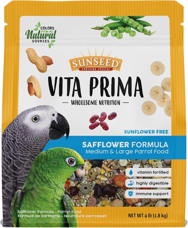 فيتاكرافت طعام الببغاء من نوع Sunseed Vita Prima Wholesome Nutrition Safflower Formula، وزن 4 رطل، رقم الموديل: 59758 - Image 1