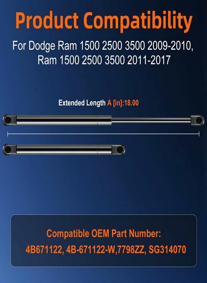 Euplokeer 4B671122 4B-671122 Hood Strut Lift Support Compatible with Dodge Ram 1500 2500 3500 2009-2020, Ram 1500 Classic 2019-2022, Replace# 5537 2572AB, 55372572AB Pack of 2PCS - Image 2