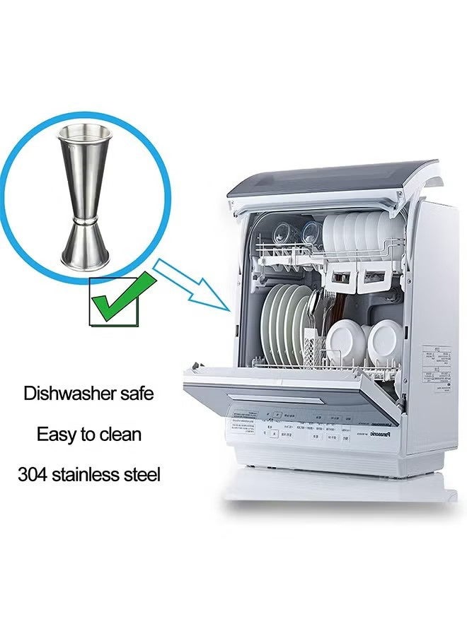 YJ Double Jigger, 304 Stainless Steel Measure Cup Dual Spirit Measurer Double Shot 30ml/60ml Short Drink Mixer Jigger Perfect Party Silver Kitchen Tools for Party, Wedding Anniversary, Birthday - Image 3